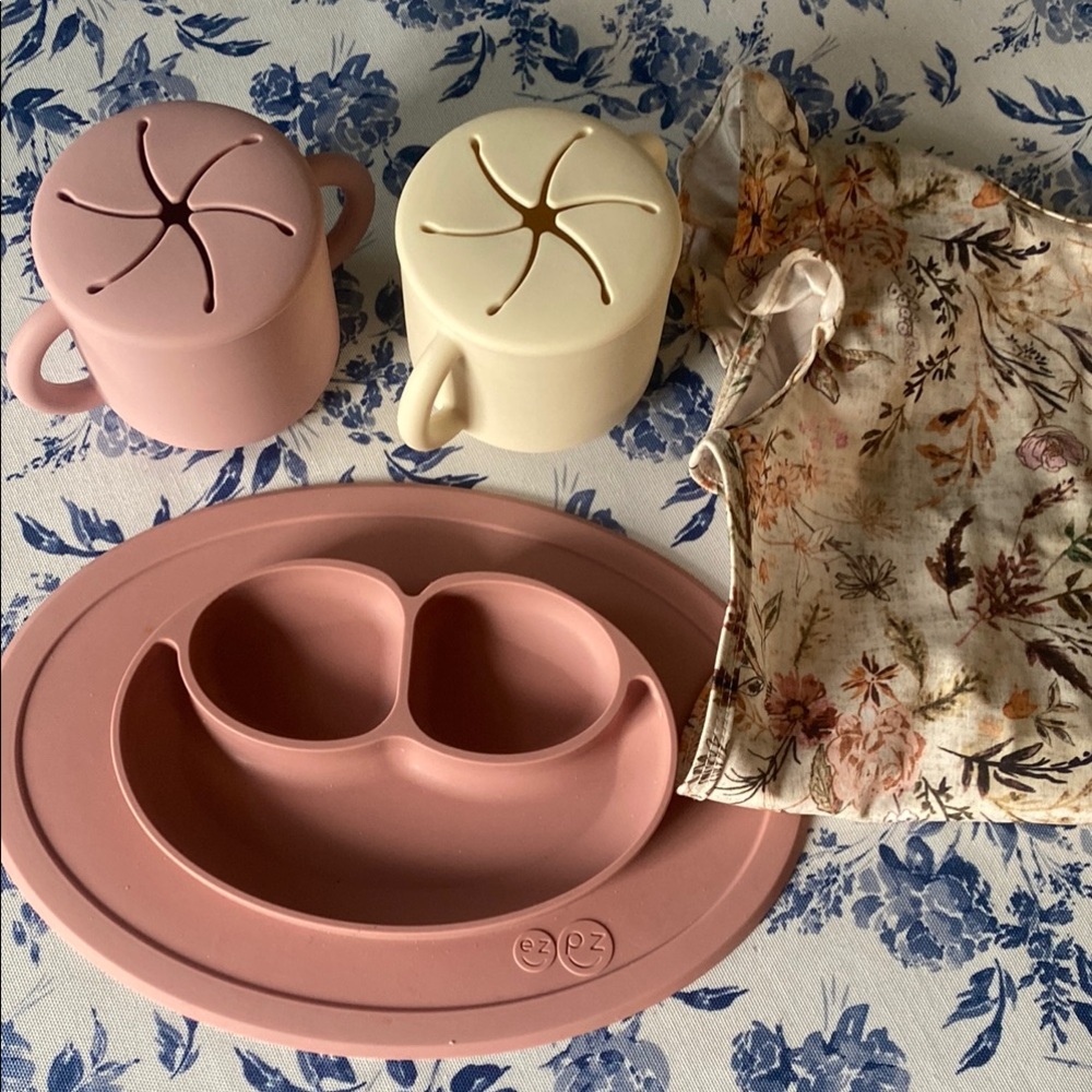 Pink and Cream Baby Feeding Set
